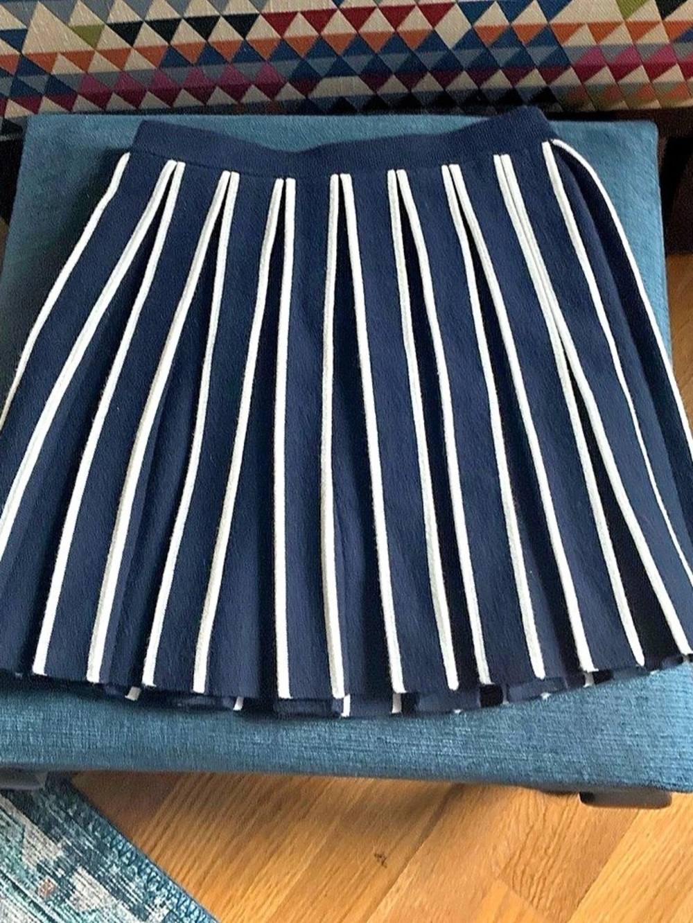 Jacadi navy and white pleated knit skirt size 8